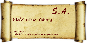 Stánicz Adony névjegykártya